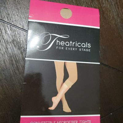 NWT Theatricals Adult Convertible Dance Tights, Sz M Medium Lt Suntan T5515.